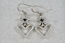 Load image into Gallery viewer, Sterling Silver Ship Wheel Turtle Heart Drop Dangle Hook Earrings
