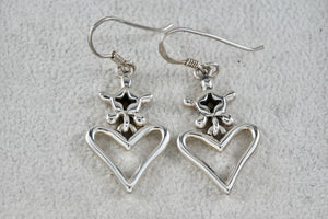 Sterling Silver Ship Wheel Turtle Heart Drop Dangle Hook Earrings