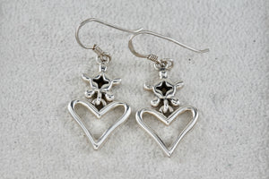 Sterling Silver Ship Wheel Turtle Heart Drop Dangle Hook Earrings