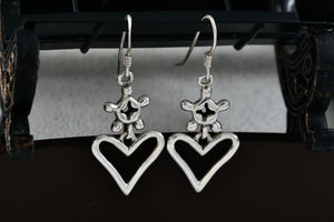 Sterling Silver Ship Wheel Turtle Heart Drop Dangle Hook Earrings