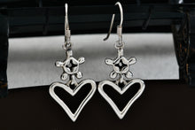 Load image into Gallery viewer, Sterling Silver Ship Wheel Turtle Heart Drop Dangle Hook Earrings
