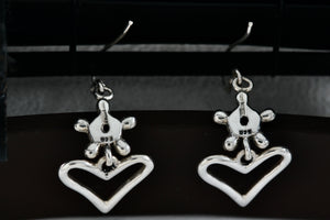 Sterling Silver Ship Wheel Turtle Heart Drop Dangle Hook Earrings