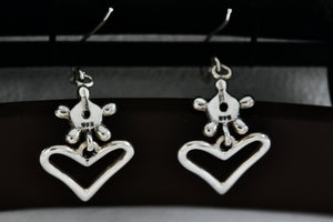 Sterling Silver Ship Wheel Turtle Heart Drop Dangle Hook Earrings