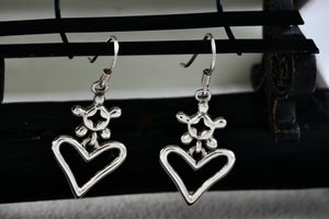 Sterling Silver Ship Wheel Turtle Heart Drop Dangle Hook Earrings