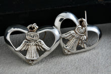 Load image into Gallery viewer, Vintage Sterling Silver Angel Wings Heart Dangling Hook Earrings
