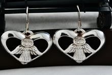 Load image into Gallery viewer, Vintage Sterling Silver Angel Wings Heart Dangling Hook Earrings
