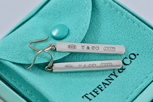 Tiffany & Co. 1837 Silver Dangle Bar Hook Earrings Older Version