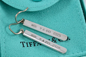 Tiffany & Co. 1837 Silver Dangle Bar Hook Earrings Older Version