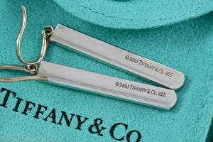 Tiffany & Co. 1837 Silver Dangle Bar Hook Earrings Older Version