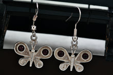 Load image into Gallery viewer, Sterling Silver Purple Amethyst Beads Butterfly Hook Earrings
