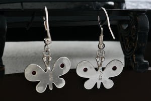 Sterling Silver Purple Amethyst Beads Butterfly Hook Earrings