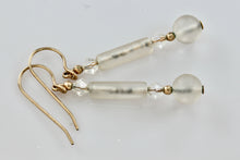 Load image into Gallery viewer, Costume Rose Quartz Crystal Bead Gold Tone Hook 1.75&quot; Earrings
