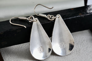 Hecho En Mexico Silver Large Dangle Teardrop Island Themed Etched Earrings