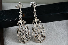 Load image into Gallery viewer, Sterling Silver Large Rhinestone Chandelier Swing Drop 2&quot; Earrings
