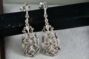 Sterling Silver Large Rhinestone Chandelier Swing Drop 2" Earrings