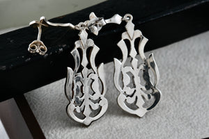 Sterling Silver Large Rhinestone Chandelier Swing Drop 2" Earrings