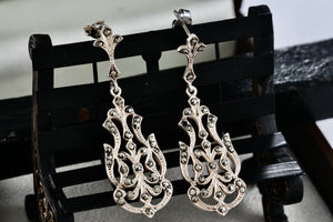 Sterling Silver Large Rhinestone Chandelier Swing Drop 2" Earrings