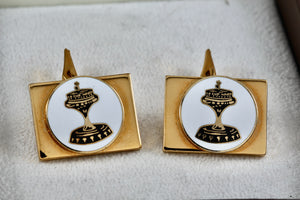 Vintage Delmas Gold Tone "Lo Cup Match" Goblet Cup Rectangle Cufflinks