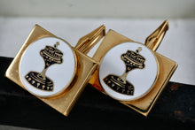 Load image into Gallery viewer, Vintage Delmas Gold Tone &quot;Lo Cup Match&quot; Goblet Cup Rectangle Cufflinks
