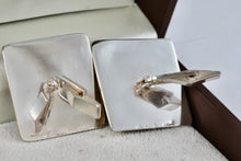 Load image into Gallery viewer, Sterling Silver Men&#39;s Hand Made Square Polished Gemstones Cufflinks
