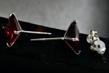 Load image into Gallery viewer, Sterling Silver Square Red Garnet Stud Earrings
