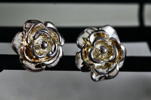 Jacmel Mauritius JCM Sterling Silver Rose Flower Stud Earrings