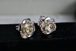 Jacmel Mauritius JCM Sterling Silver Rose Flower Stud Earrings