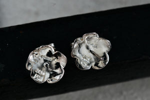 Jacmel Mauritius JCM Sterling Silver Rose Flower Stud Earrings