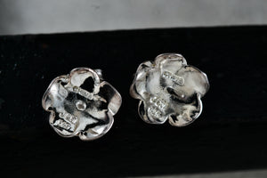 Jacmel Mauritius JCM Sterling Silver Rose Flower Stud Earrings