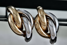 Load image into Gallery viewer, Vintage 14Kt Yellow Gold &amp; White Gold Knot Twist Tube Earrings
