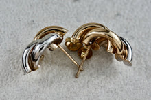 Load image into Gallery viewer, Vintage 14Kt Yellow Gold &amp; White Gold Knot Twist Tube Earrings
