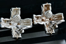 Load image into Gallery viewer, Pazia Sterling Silver &amp; 18K Gold Large &quot;X&quot; Twist Rope Clip-on Earrings
