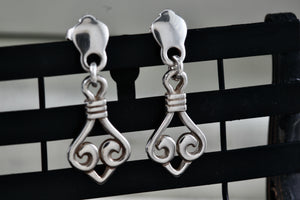 James Avery Retired Sterling Silver Dangle Scroll Earrings