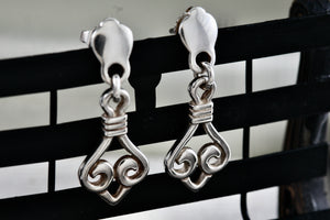 James Avery Retired Sterling Silver Dangle Scroll Earrings