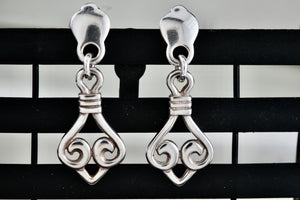 James Avery Retired Sterling Silver Dangle Scroll Earrings