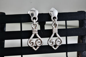 James Avery Retired Sterling Silver Dangle Scroll Earrings