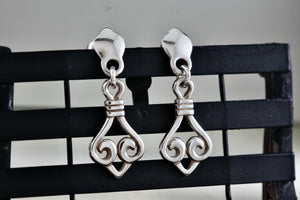 James Avery Retired Sterling Silver Dangle Scroll Earrings