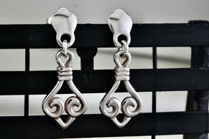 James Avery Retired Sterling Silver Dangle Scroll Earrings