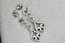 Load image into Gallery viewer, James Avery Retired Sterling Silver Dangle Scroll Earrings
