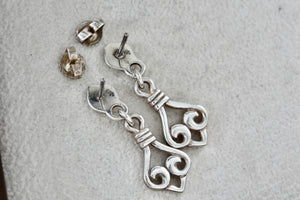 James Avery Retired Sterling Silver Dangle Scroll Earrings