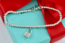 Load image into Gallery viewer, Tiffany &amp; Co. 1837 Silver Mini Padlock 4mm Ball Beaded 7&quot; Bracelet
