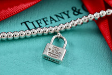 Load image into Gallery viewer, Tiffany &amp; Co. 1837 Silver Mini Padlock 4mm Ball Beaded 7&quot; Bracelet
