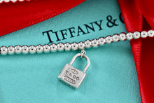 Load image into Gallery viewer, Tiffany &amp; Co. 1837 Silver Mini Padlock 4mm Ball Beaded 7&quot; Bracelet
