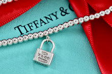 Load image into Gallery viewer, Tiffany &amp; Co. 1837 Silver Mini Padlock 4mm Ball Beaded 7&quot; Bracelet
