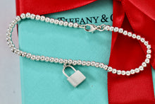 Load image into Gallery viewer, Tiffany &amp; Co. 1837 Silver Mini Padlock 4mm Ball Beaded 7&quot; Bracelet
