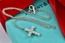 Load image into Gallery viewer, Tiffany &amp; Co. Paloma Picasso Silver Crown of Hearts Cross Pendant 16&quot; Necklace
