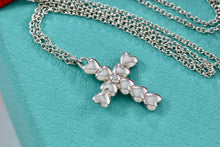 Load image into Gallery viewer, Tiffany &amp; Co. Paloma Picasso Silver Crown of Hearts Cross Pendant 16&quot; Necklace
