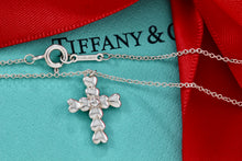 Load image into Gallery viewer, Tiffany &amp; Co. Paloma Picasso Silver Crown of Hearts Cross Pendant 16&quot; Necklace

