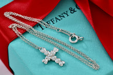 Load image into Gallery viewer, Tiffany &amp; Co. Paloma Picasso Silver Crown of Hearts Cross Pendant 16&quot; Necklace
