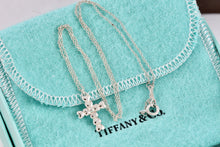 Load image into Gallery viewer, Tiffany &amp; Co. Paloma Picasso Silver Crown of Hearts Cross Pendant 16&quot; Necklace

